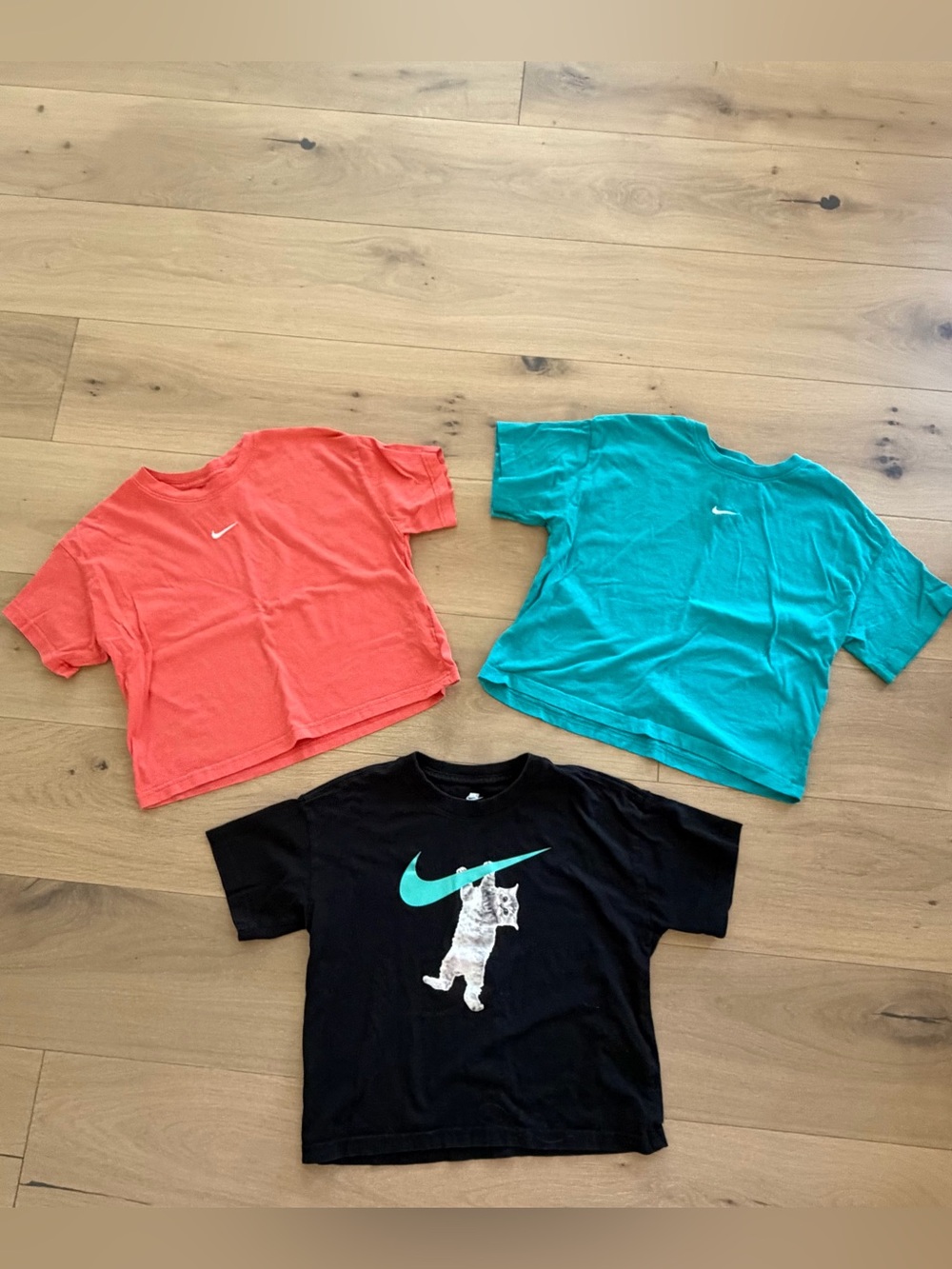 Nike Kids Short Sleeve Tees - Coral, Teal & Black